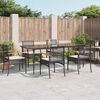 vidaXL Set de comedor de jard&iacute;n 7 pzas y cojines rat&aacute;n sint&eacute;tico negro