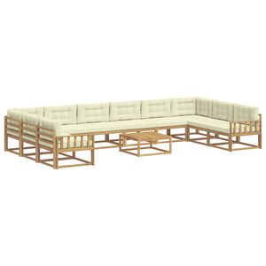 vidaXL Conjunto de sof&aacute;s de exterior con coj&iacute;n 11 pcs Blanco y Crema