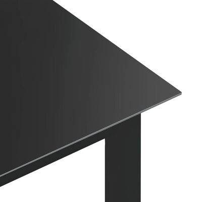 vidaXL Mesa de jardín de aluminio y vidrio negro 150x90x74 cm