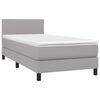 vidaXL Cama box spring colch&oacute;n y luces LED tela gris claro 90x200 cm