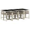 vidaXL Set comedor de jard&iacute;n 9 pzas cojines rat&aacute;n sint&eacute;tico gris claro