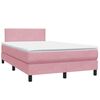 vidaXL Cama box spring con colch&oacute;n y LED terciopelo rosa 120x220 cm