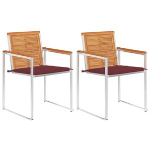 vidaXL Sillas de jard&iacute;n con cojines 2 uds madera maciza acacia y acero