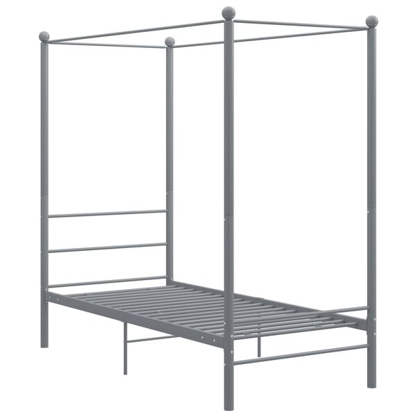 vidaXL Estructura de cama con dosel sin colchón metal gris 90x200 cm