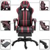 vidaXL Silla gaming con reposapi&eacute;s cuero sint&eacute;tico color vino tinto