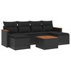 vidaXL Set de comedor de jard&iacute;n 7 pzas y cojines rat&aacute;n sint&eacute;tico negro