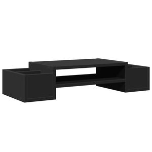 vidaXL Soporte de pantalla con almacenaje madera negro 70x27x15 cm