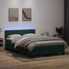 vidaXL Cama box spring con colch&oacute;n y LED terciopelo verde oscuro 140x210 cm