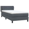 vidaXL Cama box spring con colch&oacute;n terciopelo gris oscuro 90x220 cm