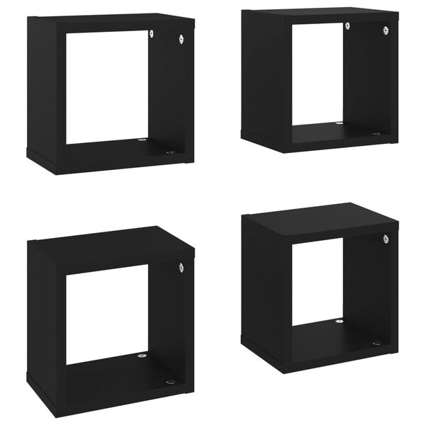 vidaXL Estantes cubo de pared 4 unidades negro 22x15x22 cm
