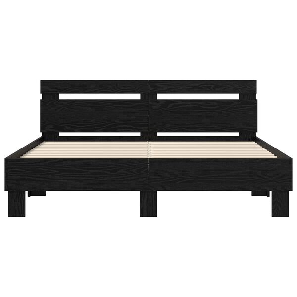 vidaXL Estructura de cama con cabecera Roble Negro 160 x 200 cm