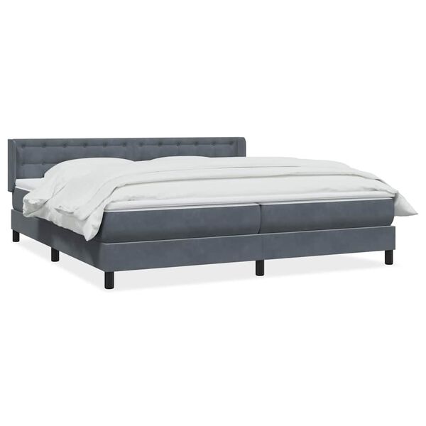 vidaXL Cama box spring con colch&oacute;n terciopelo gris oscuro 180x220 cm