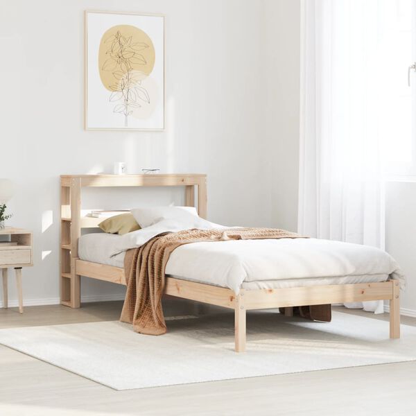 vidaXL Estructura de cama sin colch&oacute;n madera maciza pino 75x190 cm