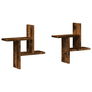 vidaXL Estantes pared 2 uds madera ingenier&iacute;a roble ahumado 38x12x38cm
