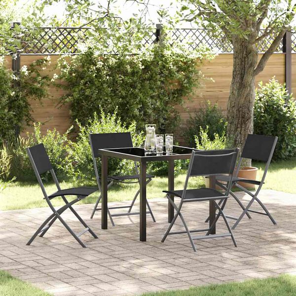 vidaXL Conjunto de Comedor de Jard&iacute;n 5 pcs Negro