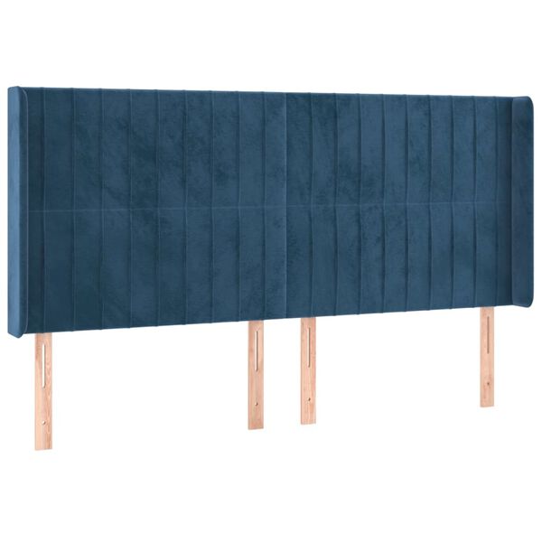 vidaXL Cabecero con LED de terciopelo azul oscuro 183x16x118/128 cm
