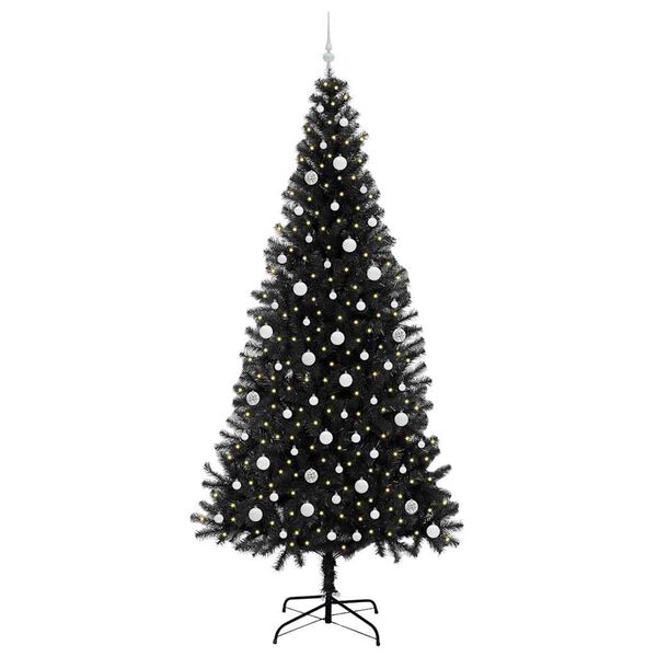 vidaXL Árbol de Navidad con 300 LED con soporte Negro 240 cm PVC