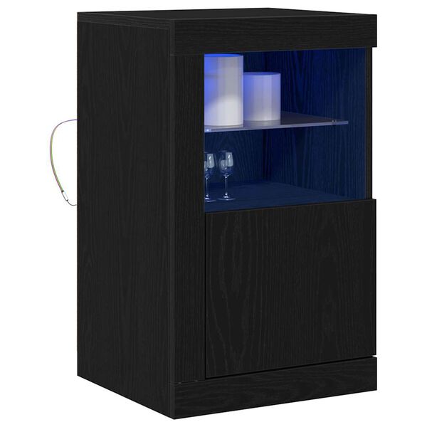 vidaXL Aparador LED 2 pcs Roble Negro 41 x 37 x 67 cm
