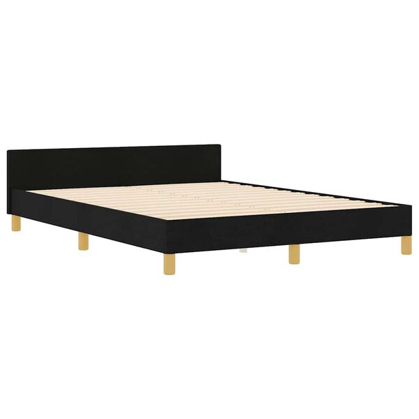 vidaXL Estructura de cama con cabecera Negro 140 x 200 cm tela