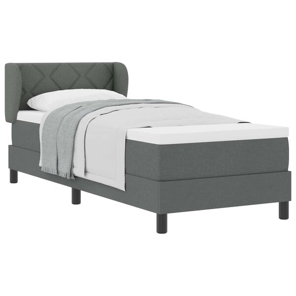 vidaXL Cama tipo Box Spring con colch&oacute;n Gris oscuro 80 x 200 cm tela