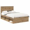 vidaXL Estructura de cama con cabecera Roble Artesanal 135 x 190 cm