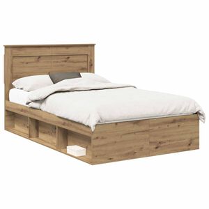 vidaXL Estructura de cama con cabecera Roble Artesanal 135 x 190 cm