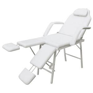 vidaXL Camilla de esteticista cuero sint&eacute;tico blanca 185x78x76 cm