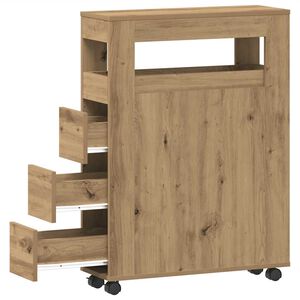 vidaXL Armario de ba&ntilde;o estrecho con ruedas madera roble artisian