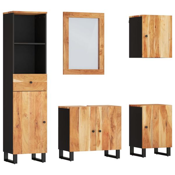 vidaXL Conjunto de muebles de baño 5 piezas madera maciza de acacia