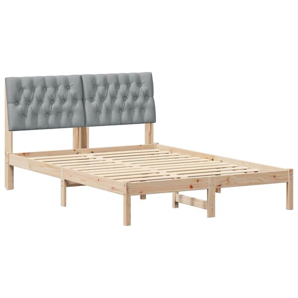 vidaXL Estructura de cama con cabecera Gris Claro 140 x 200 cm