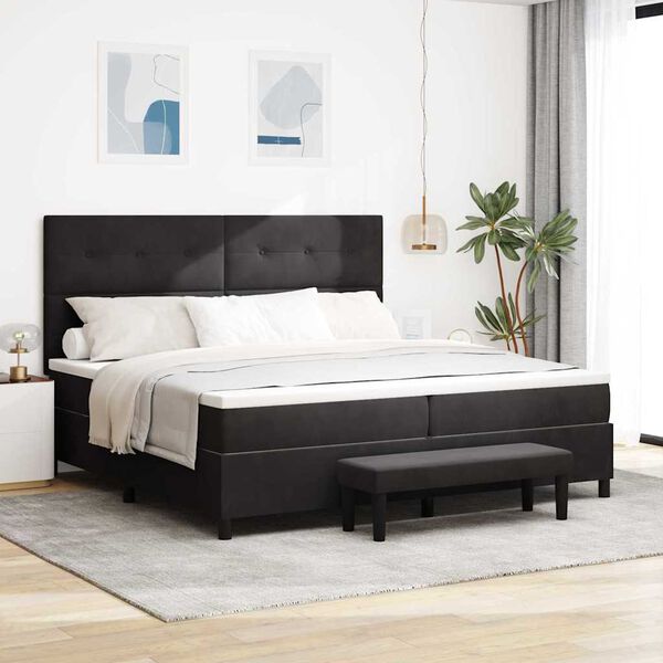 vidaXL Cama tipo Box Spring con colch&oacute;n Negro 200 x 200 cm Terciopelo