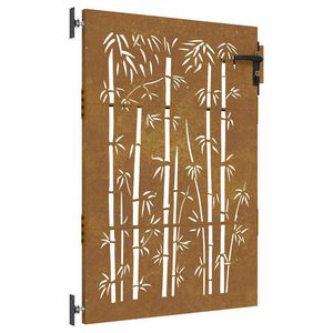 vidaXL Puerta de jard&iacute;n acero corten dise&ntilde;o bamb&uacute; 85x125 cm