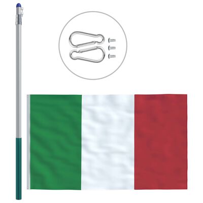 vidaXL Bandera de Italia y mástil de aluminio 6 m
