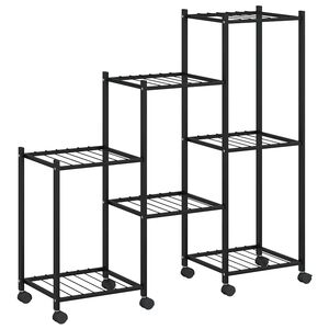 vidaXL Soporte para flores con ruedas hierro negro 83x25x83,5 cm