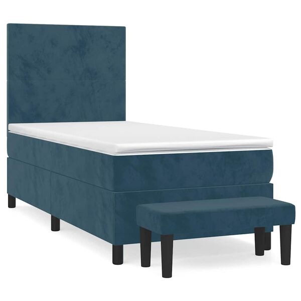 vidaXL Cama box spring con colch&oacute;n terciopelo azul oscuro 100x200 cm