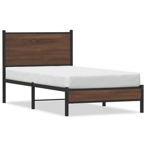 vidaXL Estructura de cama sin colch&oacute;n metal marr&oacute;n roble 90x200 cm