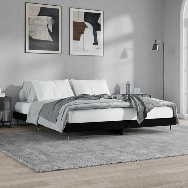 vidaXL Estructura de cama madera de ingeniería negra 200x200 cm