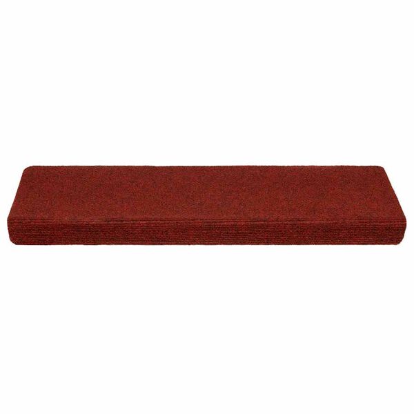 vidaXL Felpudos autoadhesivos para escaleras, 20 unidades, 65 x 21 x 4 cm, borde rectangular, color rojo burdeos