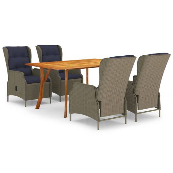 vidaXL Juego de comedor para jard&iacute;n de 5 piezas marr&oacute;n