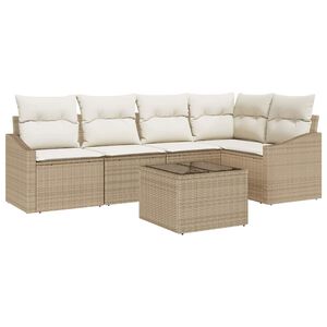 vidaXL Conjunto de sof&aacute;s de jard&iacute;n 6 uds. Beige y Crema