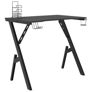 vidaXL Escritorio gaming con patas en forma de Y negro 90x60x75 cm