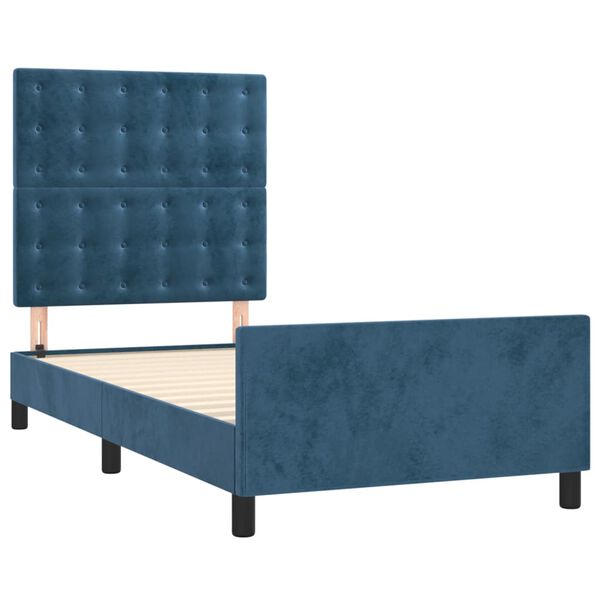 vidaXL Estructura de cama sin colch&oacute;n terciopelo azul oscuro 80x200 cm