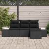 vidaXL Conjunto de sof&aacute; de jard&iacute;n con coj&iacute;n 4 pcs Negro