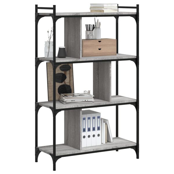 vidaXL Librería 4 estantes madera ingeniería gris Sonoma 76x32x123 cm