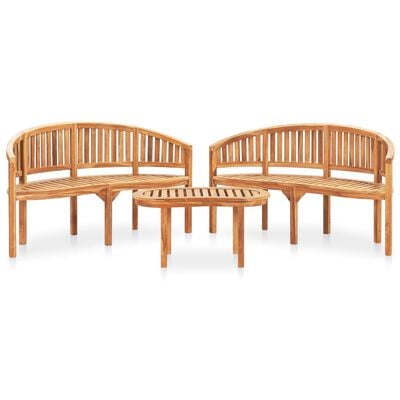 vidaXL Juego de muebles de jardín 3 piezas madera maciza de teca