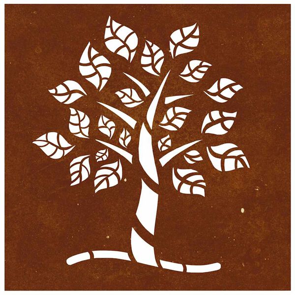 vidaXL Adorno de pared de jard&iacute;n acero corten dise&ntilde;o &aacute;rbol 55x55 cm