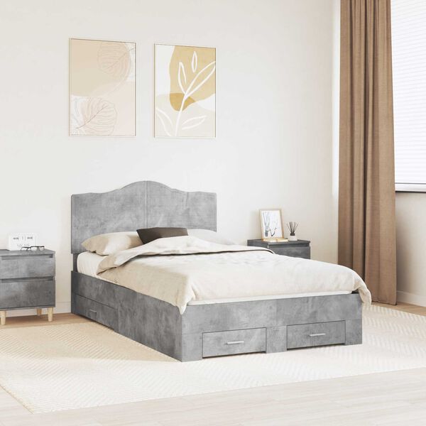 vidaXL Estructura de cama con cabecera Gris Concreto 120 x 190 cm