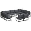 vidaXL Conjunto de sof&aacute;s de jard&iacute;n 11 uds. Negro Aluminio
