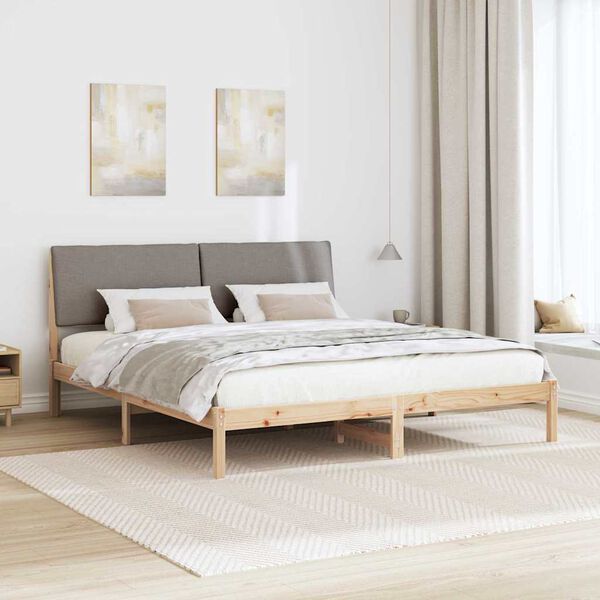 vidaXL Estructura de cama con cabecera Marr&oacute;n y taupe 180 x 200 cm