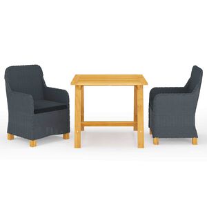 vidaXL Juego de comedor para jard&iacute;n 3 piezas gris oscuro